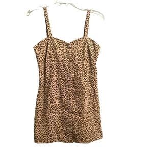 Skylar + Madison Cheetah Mini Dress Size Medium Jumper Buttons Leopard